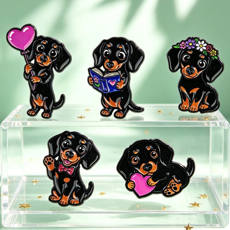 5pcs Cute Dachshund Enamel Pin - Florist Supplies recension och pris