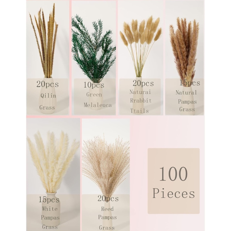 Bulk 100PCS Dried Pampas Grass - Dried Flower Bunch recension och pris