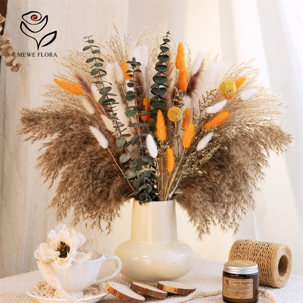 65Pcs Orange Pampas Grass Bouq - Dried Flower Bunch recension och pris
